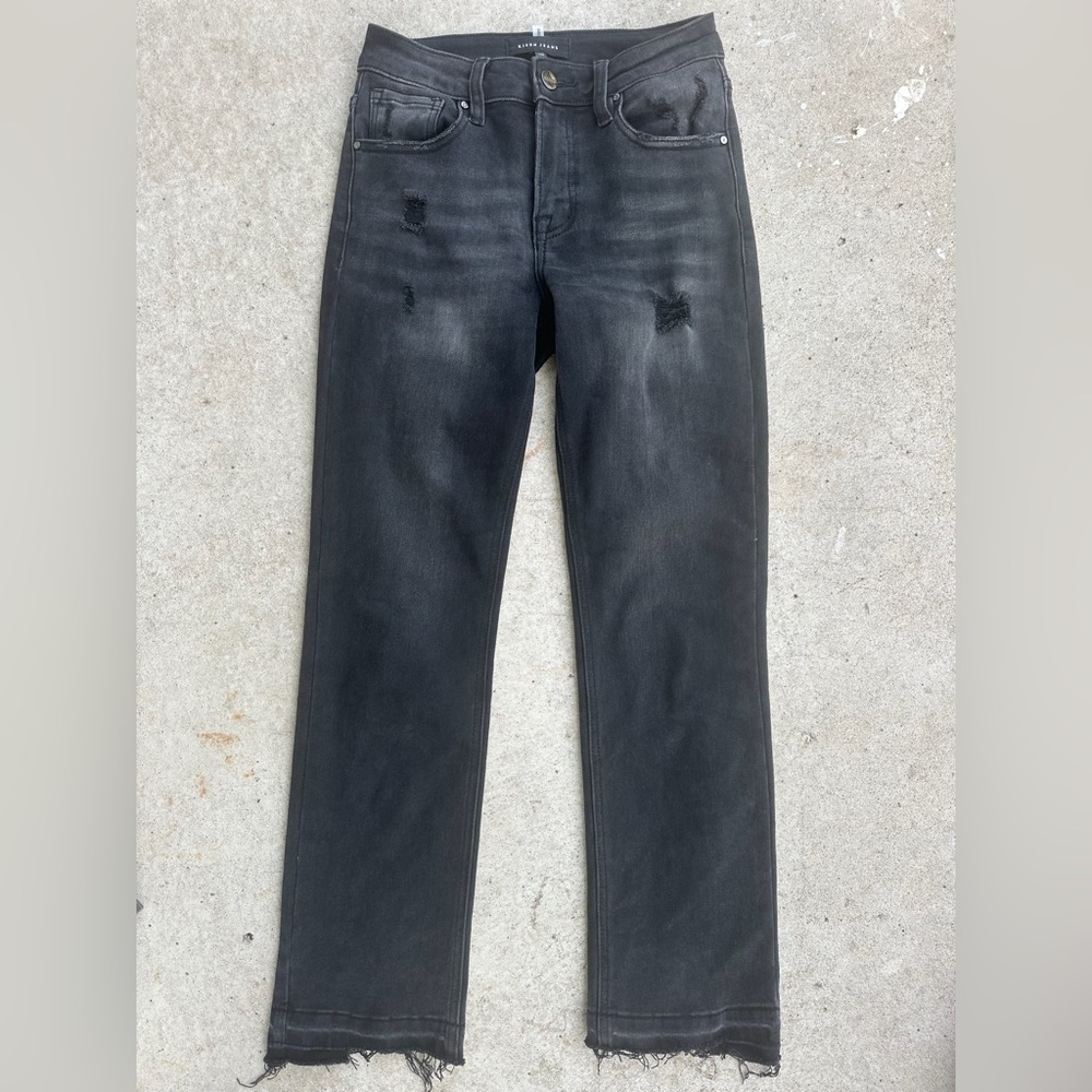 Risen Jeans- Black Washed, Straight Leg, Ankle Length
